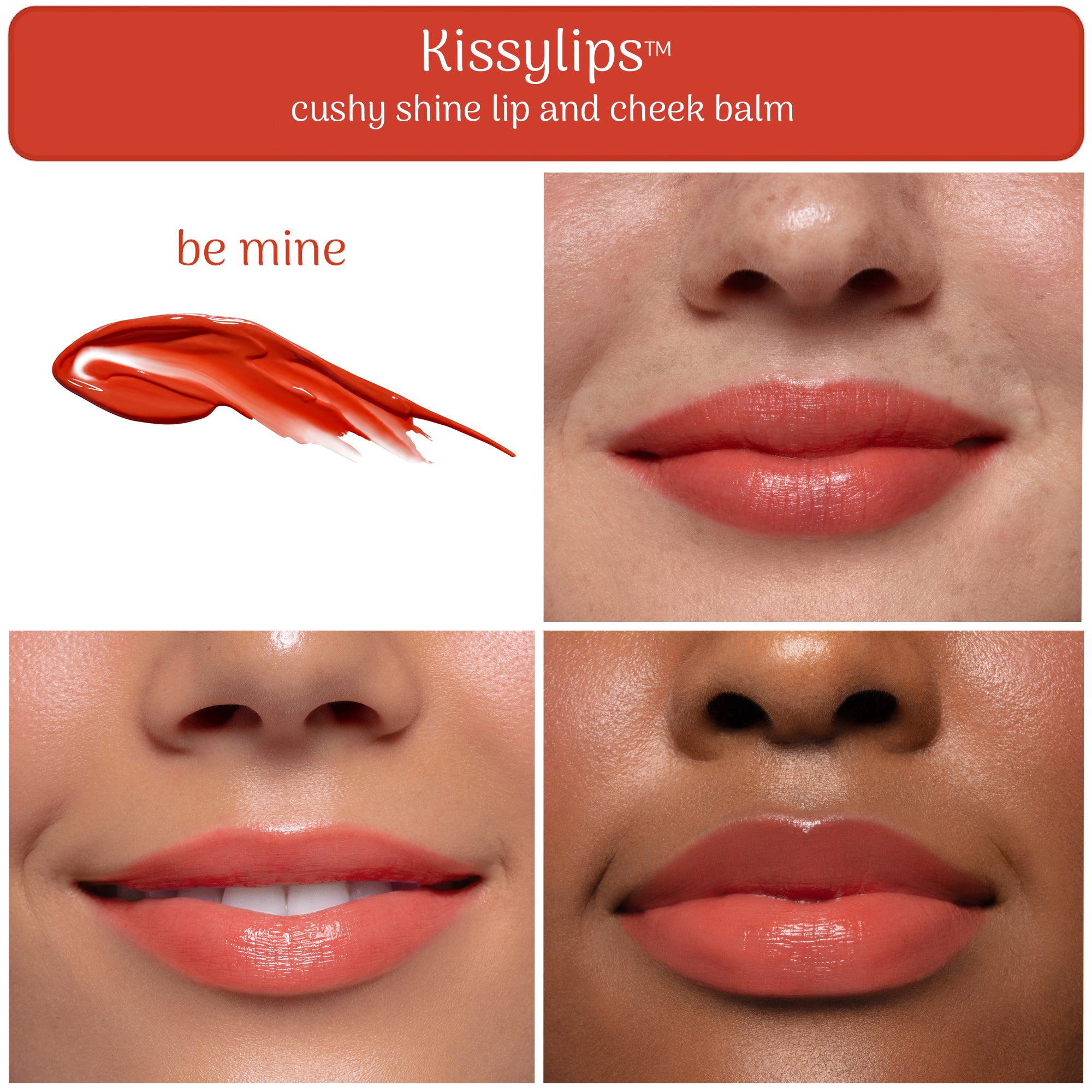 Kissylips Cushy Shine Lip and Cheek Balm™ "Be Mine" (warm peach)
