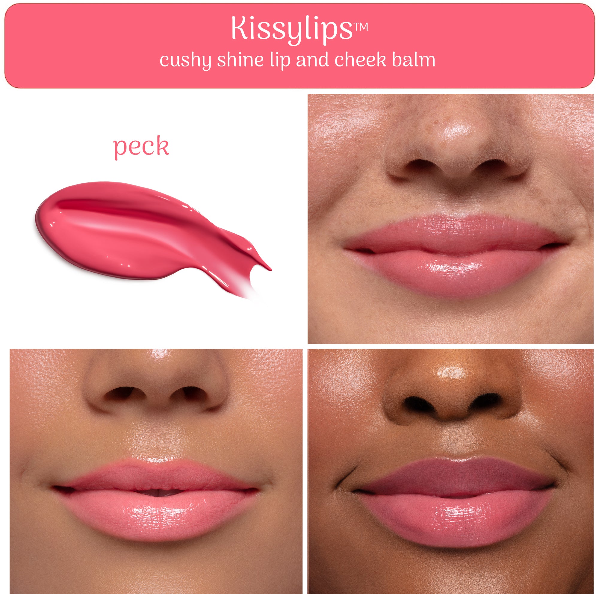 Kissylips Cushy Shine Lip and Cheek Balm™ "Peck" (blush pink)